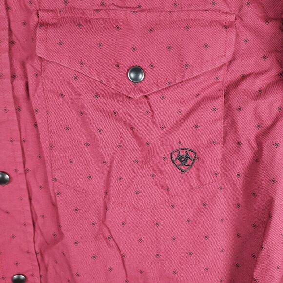 Ariat Red Print Button-Up Western Shirt Men’s Small Pearl Snap - Picture 4 of 11